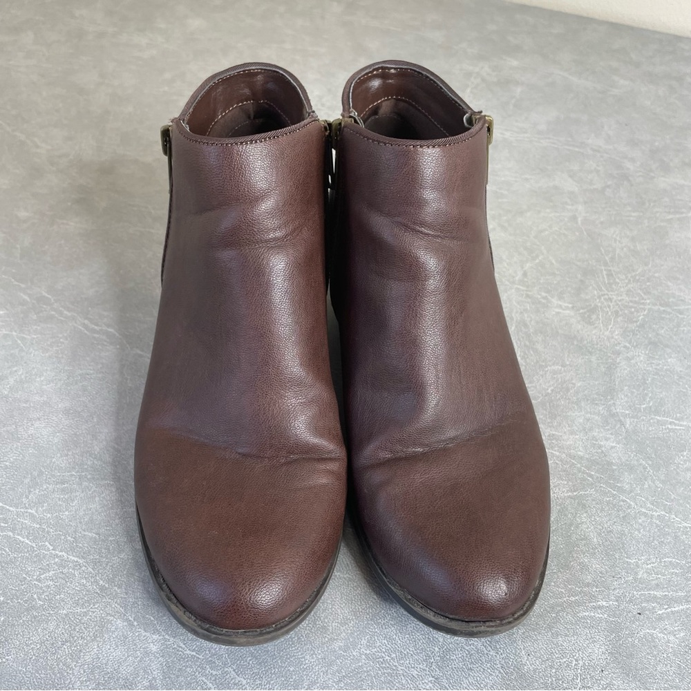 UNIONBAY “Holly” Chestnut Faux Leather Ankle Boots